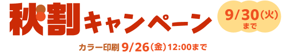 秋割セール実施中！